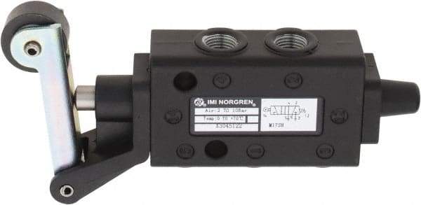 Norgren - 0.34 CV Rate, 1/8" NPT Inlet 5/2 Super Mechanical Valve - 1/8" NPT Inlet, Packed Spool Valve, Roller Lever Actuator - Industrial Tool & Supply