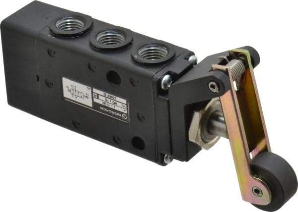 Norgren - 0.98 CV Rate, 1/4" NPT Inlet 5/2 Super Mechanical Valve - 1/4" NPT Inlet, Packed Spool Valve, Roller Lever Actuator - Industrial Tool & Supply