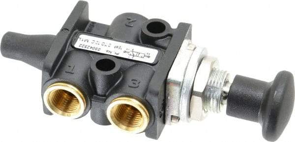 Norgren - 1/8" NPT Packed Spool Valve - Knob Type & 0.34 CV Rate - Industrial Tool & Supply