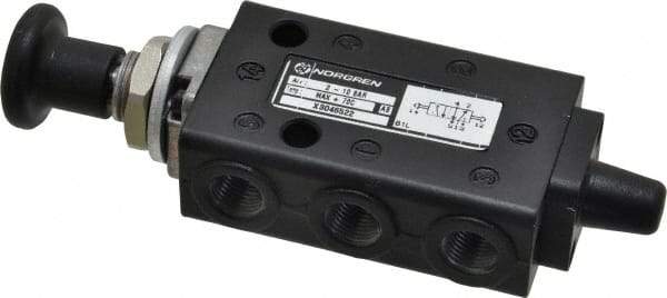 Norgren - 1/8" NPT Packed Spool Valve - Knob Type & 0.34 CV Rate - Industrial Tool & Supply