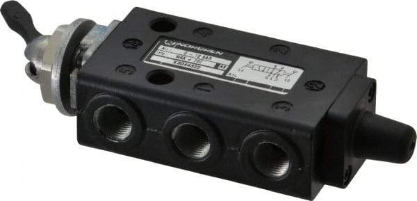 Norgren - 1/8" NPT Packed Spool Valve - Toggle Type, Lever Activation & 0.34 CV Rate - Industrial Tool & Supply