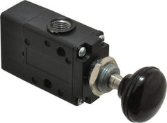 Norgren - 1/4" NPT Packed Spool Valve - Button Type, Spring Activation & 0.98 CV Rate - Industrial Tool & Supply