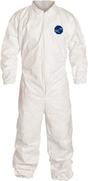 Dupont - Size 5XL Film Laminate General Purpose Coveralls - White, Zipper Closure, Elastic Cuffs, Elastic Ankles, Serged Seams - Industrial Tool & Supply