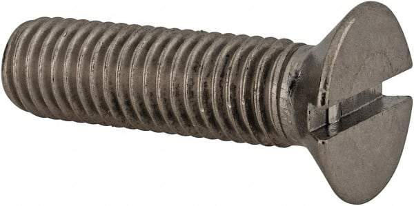 Value Collection - M12x1.75 Metric Coarse, 45mm OAL Slotted Drive Machine Screw - Flat Head, Grade 18-8 & A2 Stainless Steel, Uncoated, Without Washer - Industrial Tool & Supply