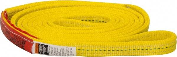 Lift-All - 8' Long x 1" Wide, 6,200 Lb Vertical Capacity, 2 Ply, Polyester Web Sling - 4,900 Lb Choker Capacity, Yellow - Industrial Tool & Supply