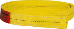 Lift-All - 10' Long x 2" Wide, 12,200 Lb Vertical Capacity, 2 Ply, Polyester Web Sling - 9,800 Lb Choker Capacity, Yellow - Industrial Tool & Supply