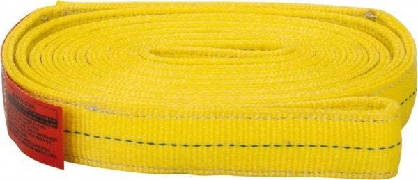Lift-All - 12' Long x 2" Wide, 12,200 Lb Vertical Capacity, 2 Ply, Polyester Web Sling - 9,800 Lb Choker Capacity, Yellow - Industrial Tool & Supply