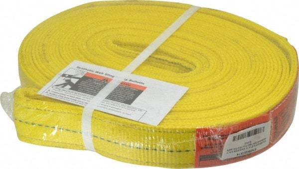 Lift-All - 14' Long x 2" Wide, 12,200 Lb Vertical Capacity, 2 Ply, Polyester Web Sling - 9,800 Lb Choker Capacity, Yellow - Industrial Tool & Supply