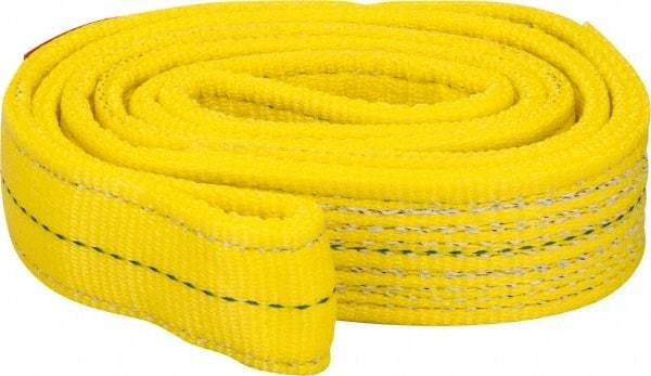Lift-All - 4' Long x 2" Wide, 12,200 Lb Vertical Capacity, 2 Ply, Polyester Web Sling - 9,800 Lb Choker Capacity, Yellow - Industrial Tool & Supply