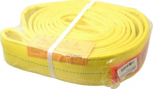 Lift-All - 10' Long x 3" Wide, 16,300 Lb Vertical Capacity, 2 Ply, Polyester Web Sling - 13,000 Lb Choker Capacity, Yellow - Industrial Tool & Supply