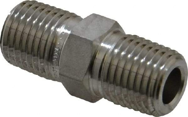 Ham-Let - 1/4" Grade 316 Stainless Steel Pipe Hex Nipple - MNPT End Connections, 7,500 psi - Industrial Tool & Supply