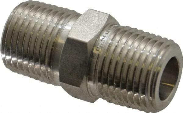 Ham-Let - 1/2" Grade 316 Stainless Steel Pipe Hex Nipple - MNPT End Connections, 7,200 psi - Industrial Tool & Supply