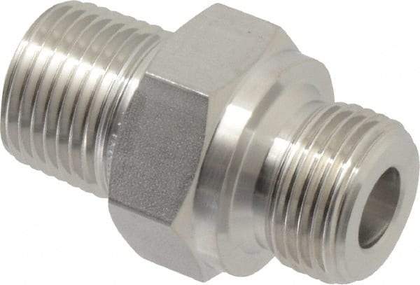 Ham-Let - 3/8" Grade 316 Stainless Steel Pipe Hex Nipple - MNPT x MBSPP End Connections, 7,300 psi - Industrial Tool & Supply