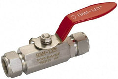 Ham-Let - 1" Pipe, Compression x Compression End Connections, Stainless Steel, Inline, Two Way Flow, Instrumentation Ball Valve - 2,000 psi WOG Rating, Locking Lever Handle, Reinforced PTFE Seal, Reinforced PTFE Seat - Industrial Tool & Supply