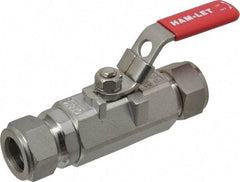 Ham-Let - 3/4" Pipe, Compression x Compression End Connections, Stainless Steel, Inline, Two Way Flow, Instrumentation Ball Valve - 2,000 psi WOG Rating, Locking Lever Handle, Reinforced PTFE Seal, Reinforced PTFE Seat - Industrial Tool & Supply