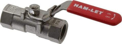 Ham-Let - 3/8" Pipe, FBSPP x FBSPP End Connections, Stainless Steel, Inline, Two Way Flow, Instrumentation Ball Valve - 2,000 psi WOG Rating, Locking Lever Handle, Reinforced PTFE Seal, Reinforced PTFE Seat - Industrial Tool & Supply