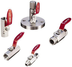 Ham-Let - 1/4" Pipe, MBSPP x FBSPP End Connections, Stainless Steel, Inline, Two Way Flow, Instrumentation Ball Valve - 2,000 psi WOG Rating, Locking Lever Handle, Reinforced PTFE Seal, Reinforced PTFE Seat - Industrial Tool & Supply