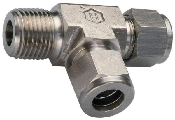 Ham-Let - 3/8" OD, Grade 316Stainless Steel Male Run Tee - Comp x MNPT x Comp Ends - Industrial Tool & Supply