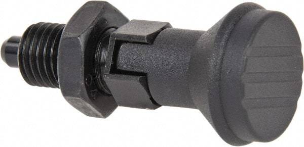 Gibraltar - M12x1.5, 17mm Thread Length, 6mm Plunger Diam, Lockout Knob Handle Indexing Plunger - Plunger Style D, 20mm Body Length, 56mm OAL, Steel - Industrial Tool & Supply