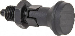 Gibraltar - M12x1.5, 17mm Thread Length, 6mm Plunger Diam, Lockout Knob Handle Indexing Plunger - Plunger Style D, 20mm Body Length, 56mm OAL, Steel - Industrial Tool & Supply