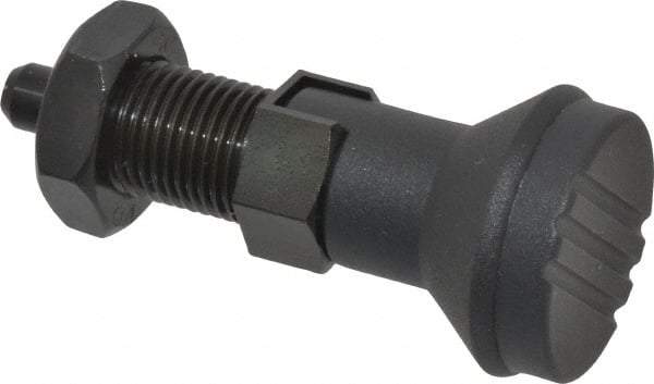 Gibraltar - M16x1.5, 23mm Thread Length, 8mm Plunger Diam, Lockout Knob Handle Indexing Plunger - Plunger Style D, 26mm Body Length, 74mm OAL, Steel - Industrial Tool & Supply