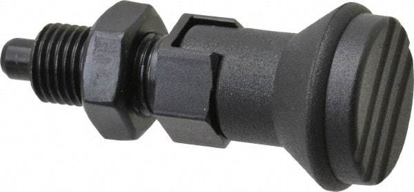 Gibraltar - 3/8-24, 15mm Thread Length, 5mm Plunger Diam, Lockout Knob Handle Indexing Plunger - Plunger Style D, 17mm Body Length, 47mm OAL, Steel - Industrial Tool & Supply