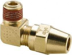 Parker - 1/2" OD, Brass Male Elbow - 400 Max Working psi, -65 to 250°F, Comp x Male NPTF Ends - Industrial Tool & Supply