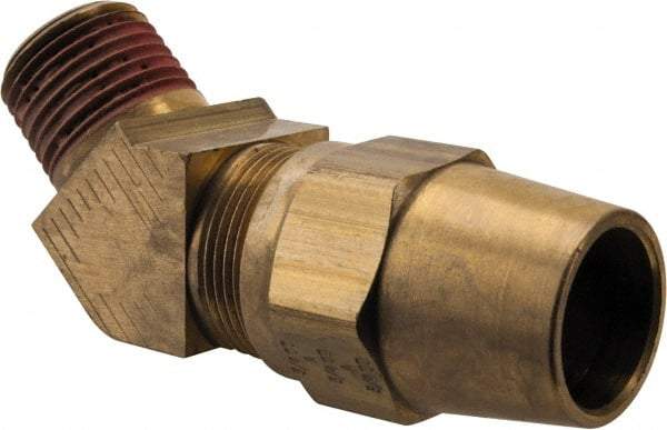 Parker - 3/4" OD, Brass Male 45° Elbow - 400 Max Working psi, -65 to 250°F, Comp x Male NPTF Ends - Industrial Tool & Supply