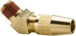 Parker - 3/8" OD, Brass Male 45° Elbow - 400 Max Working psi, -65 to 250°F, Comp x Male NPTF Ends - Industrial Tool & Supply