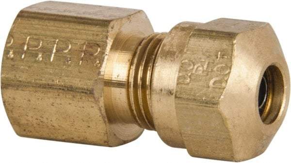 Parker - 1/4" OD, Brass Female Connector - 150 Max Working psi, -40 to 200°F, Comp x FNPT Ends - Industrial Tool & Supply