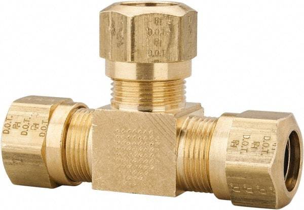 Parker - 5/8" OD, Brass Union Tee - 150 Max Working psi, -40 to 200°F, Comp x Comp x Comp Ends - Industrial Tool & Supply