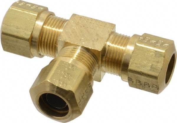 Parker - 1/2" OD, Brass Union Tee - 150 Max Working psi, -40 to 200°F, Comp x Comp x Comp Ends - Industrial Tool & Supply