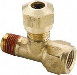 Parker - 5/8" OD, Brass Male Run Tee - 150 Max Working psi, -40 to 200°F, Comp x MNPT x Comp Ends - Industrial Tool & Supply