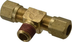 Parker - 3/8" OD, Brass Male Branch Tee - 150 Max Working psi, -40 to 200°F, Comp x Comp x MNPT Ends - Industrial Tool & Supply