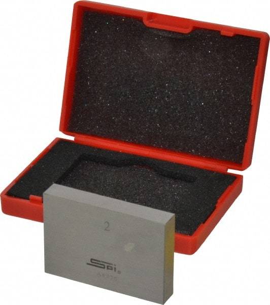 SPI - 2" Rectangular Steel Gage Block - Accuracy Grade AS-1, Includes NIST Traceability Certification - Industrial Tool & Supply