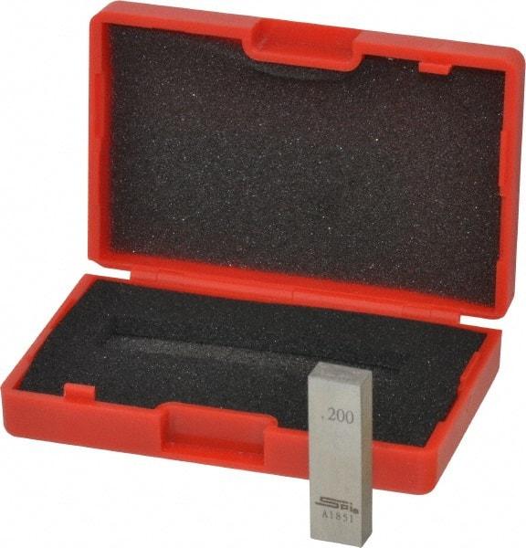SPI - 0.2" Rectangular Steel Gage Block - Accuracy Grade AS-1, Includes NIST Traceability Certification - Industrial Tool & Supply