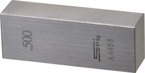 SPI - 0.5" Rectangular Steel Gage Block - Accuracy Grade AS-1, Includes NIST Traceability Certification - Industrial Tool & Supply