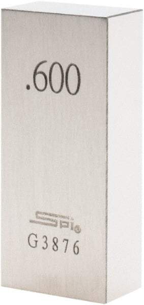 SPI - 0.6" Rectangular Steel Gage Block - Accuracy Grade AS-1, Includes NIST Traceability Certification - Industrial Tool & Supply