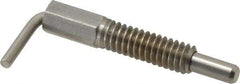 Vlier - 1/4-20 Thread, 0.8" Thread Length, 0.16" Plunger Diam, 0.5 Lb Init to 2.5 Lb Final End Force, Stainless Steel L Handle Plunger - 1-1/4" Body Length, 0.8" Length Under Head, Locking Element, 0.38" Plunger Projection - Industrial Tool & Supply