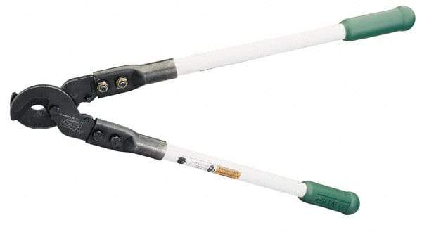 Greenlee - 25-1/2" OAL, 1,000 MCM Capacity, Cable Cutter - Round Head, Rubber Handle - Industrial Tool & Supply