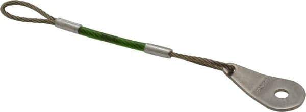 Jergens - 4" Long, Stainless Steel Cable Loop & Tab with Hole End, Quick Release Pin Lanyard - 1/16" Cable Diam, 13/64" Hole Diam, Nylon Cable - Industrial Tool & Supply