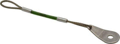 Jergens - 4" Long, Stainless Steel Cable Loop & Tab with Hole End, Quick Release Pin Lanyard - 1/16" Cable Diam, 13/64" Hole Diam, Nylon Cable - Industrial Tool & Supply