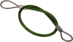 Jergens - 10" Long, Stainless Steel Cable Loop & Loop End, Quick Release Pin Lanyard - 1/16" Cable Diam, Nylon Cable - Industrial Tool & Supply