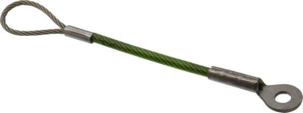 Jergens - 4" Long, Stainless Steel Cable Loop & Eye End, Quick Release Pin Lanyard - 1/16" Cable Diam, 3/16" Hole Diam, Nylon Cable - Industrial Tool & Supply