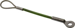 Jergens - 4" Long, Stainless Steel Cable Loop & Eye End, Quick Release Pin Lanyard - 1/16" Cable Diam, 3/16" Hole Diam, Nylon Cable - Industrial Tool & Supply