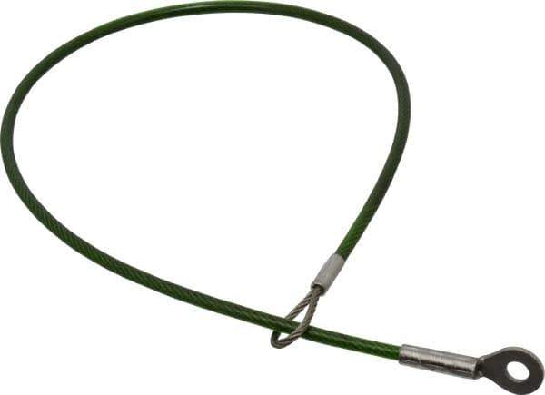 Jergens - 16" Long, Stainless Steel Cable Loop & Eye End, Quick Release Pin Lanyard - 1/16" Cable Diam, 3/16" Hole Diam, Nylon Cable - Industrial Tool & Supply