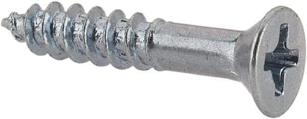 Value Collection - #4, 5/8" OAL, Phillips Drive, Flat Head Wood Screw - Zinc Plated Steel, Grade 2 - Industrial Tool & Supply