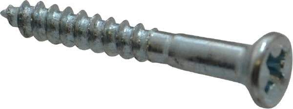 Value Collection - #5, 1" OAL, Phillips Drive, Flat Head Wood Screw - Zinc Plated Steel, Grade 2 - Industrial Tool & Supply