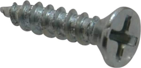 Value Collection - #8, 3/4" OAL, Phillips Drive, Flat Head Wood Screw - Zinc Plated Steel, Grade 2 - Industrial Tool & Supply