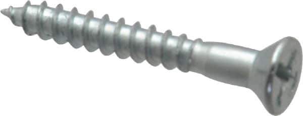 Value Collection - #8, 1-1/4" OAL, Phillips Drive, Flat Head Wood Screw - Zinc Plated Steel, Grade 2 - Industrial Tool & Supply